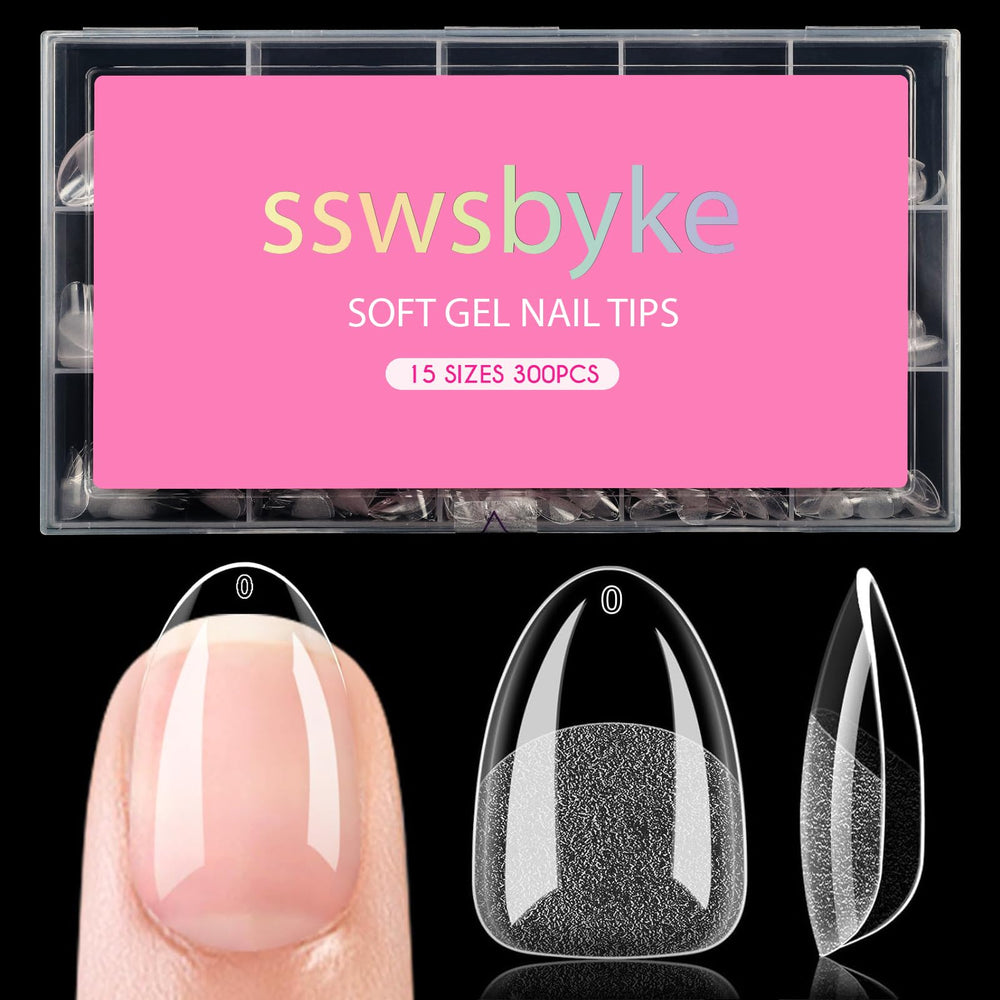 SSWSBYKE extra-short almond tips with deep matte inner layer for strong adhesion