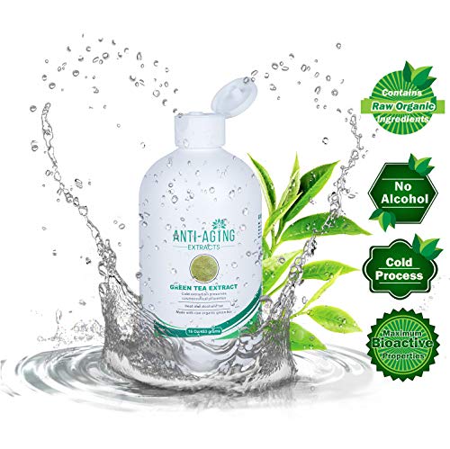 Dropper releasing alcohol-free cold-processed green tea extract.