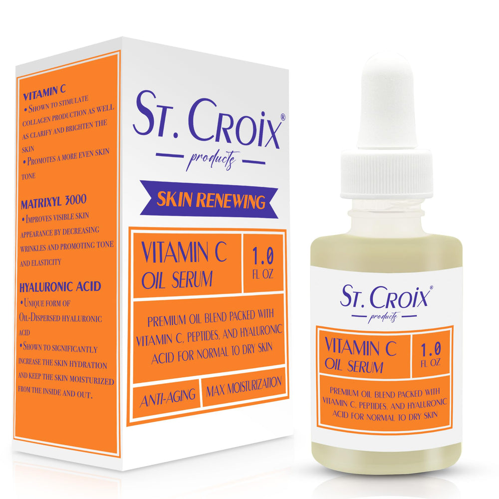 St Croix Vitamin C Face Oil Serum bottle front promotes hydration and glow