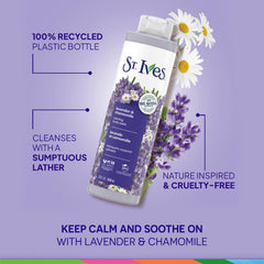 St. Ives bottle displayed on a tidy shower shelf
