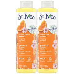 St. Ives Citrus & Cherry Blossom bottle with energizing shower gel.