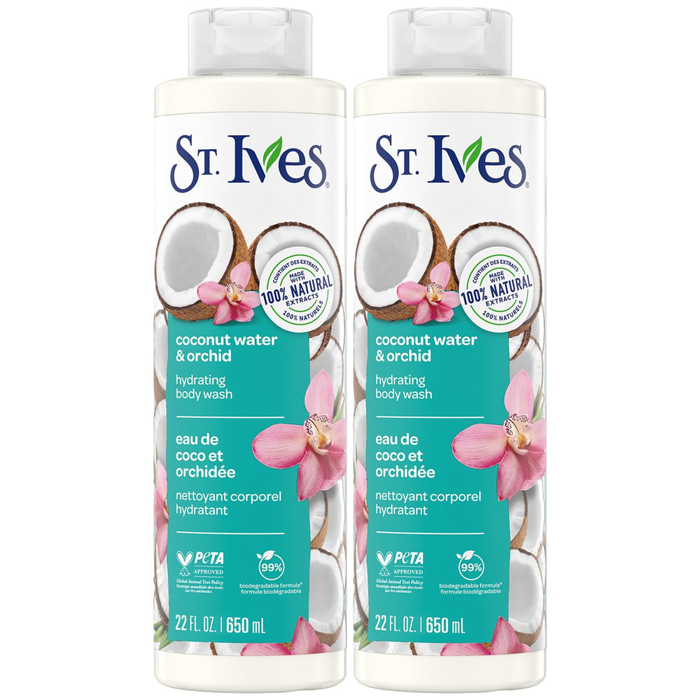 St. Ives Coconut Water & Orchid bottle showcases hydrating formula for daily refresh