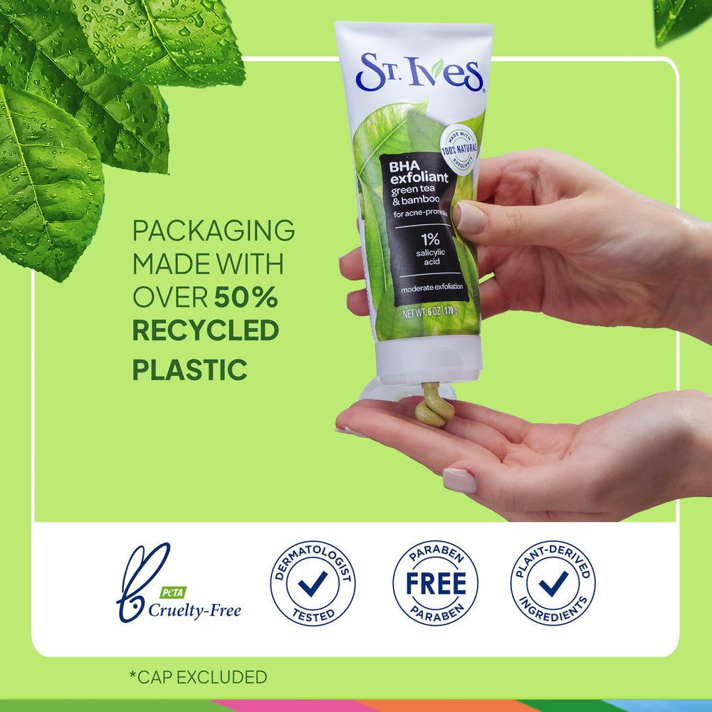 St. Ives dermatologist-tested formula supports gentle care without parabens.
