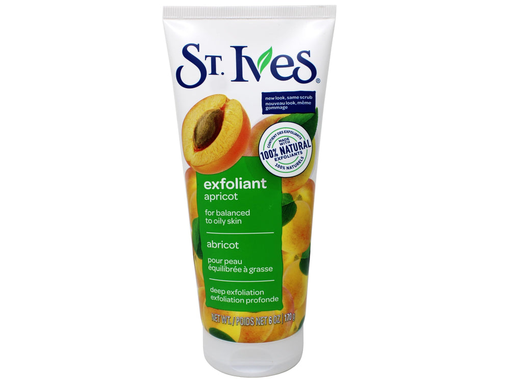 St. Ives Fresh Skin Scrub apricot beads close-up for gentle exfoliation