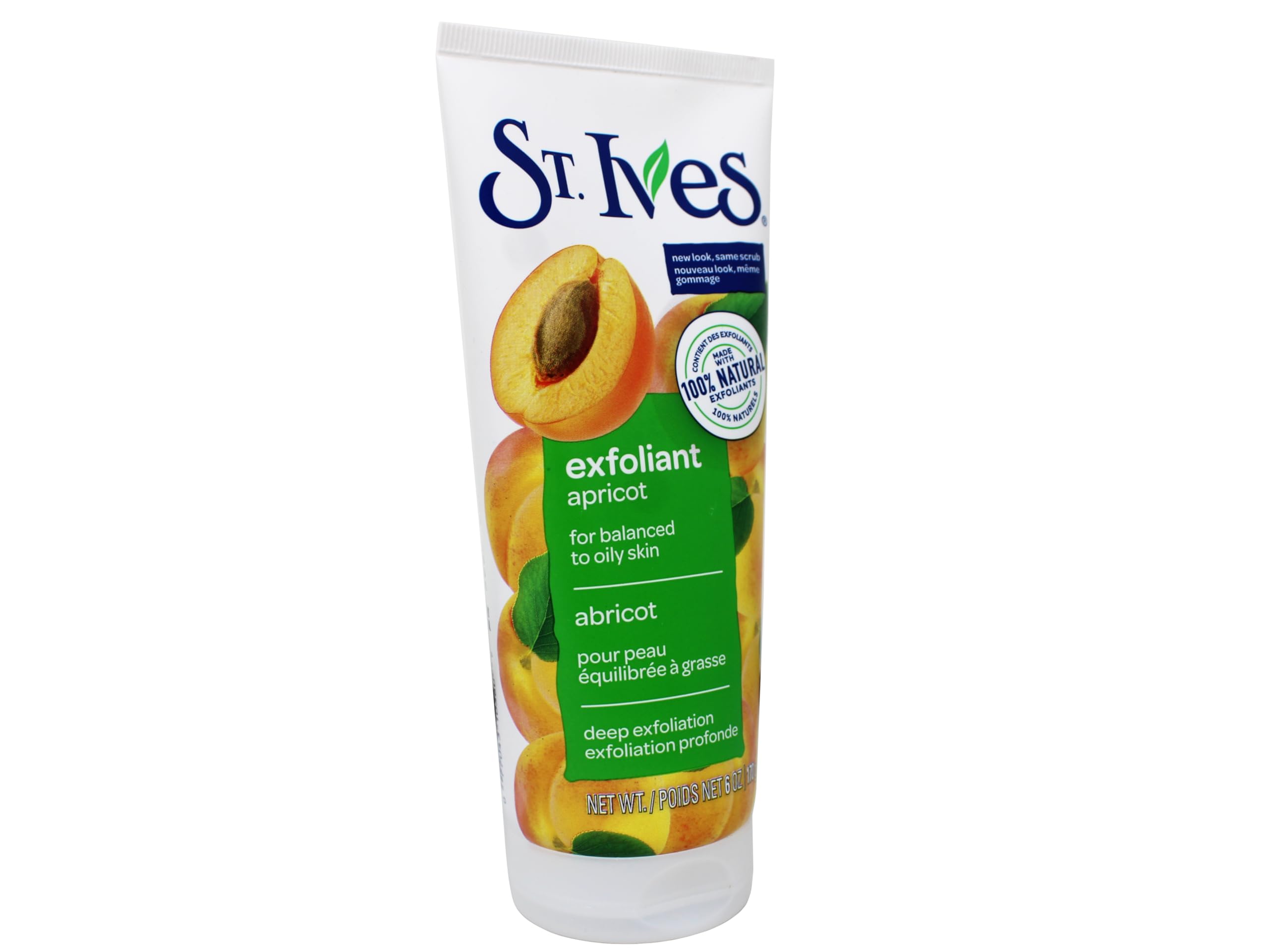St. Ives Fresh Skin Scrub 3-pack jars on display for weekly exfoliation routine
