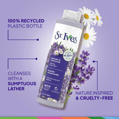 St. Ives lavender chamomile closeup texture highlights natural extracts.
