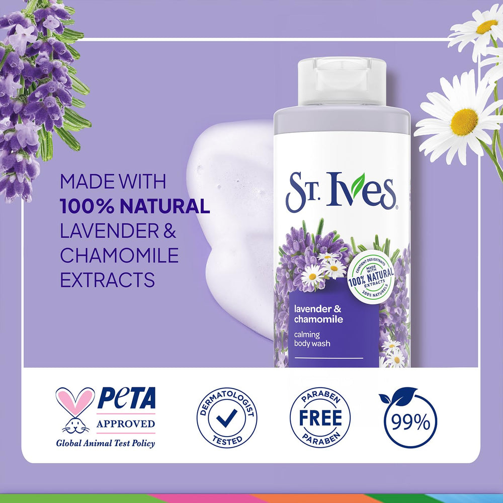 St. Ives lavender chamomile pump dispenser enables easy application.