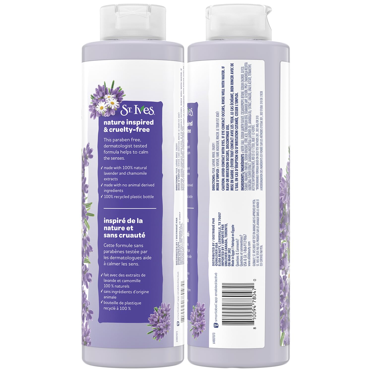 St. Ives lavender chamomile rich lather shown in foamy texture.