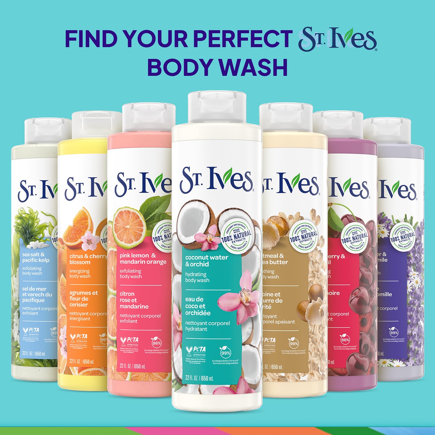 St. Ives natural coconut water extract adds soothing fragrance