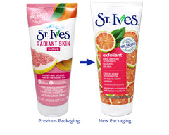 St. Ives Radiant Skin Scrub pink lemon extract image emphasizes natural brightness.