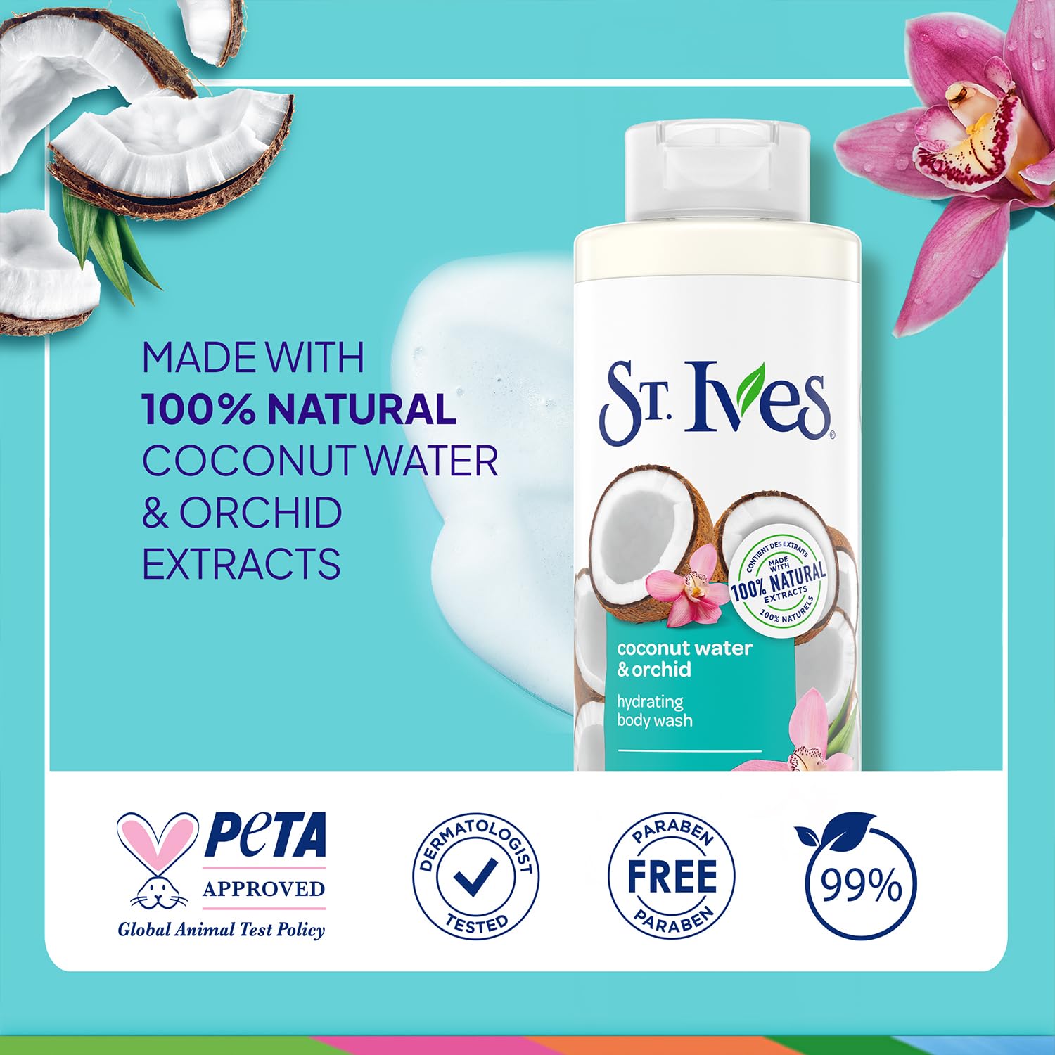 St. Ives uses 100% recycled plastic bottles for packaging