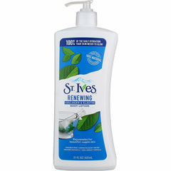 St Ives Renewing Body Lotion bottle front for daily moisture and nourishment