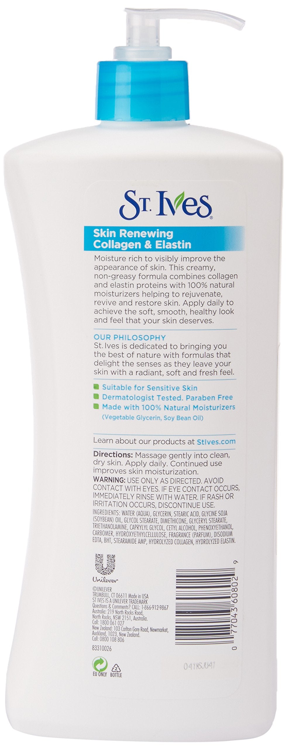 St. Ives lotion pump demonstrates easy, mess-free application for hands and body.