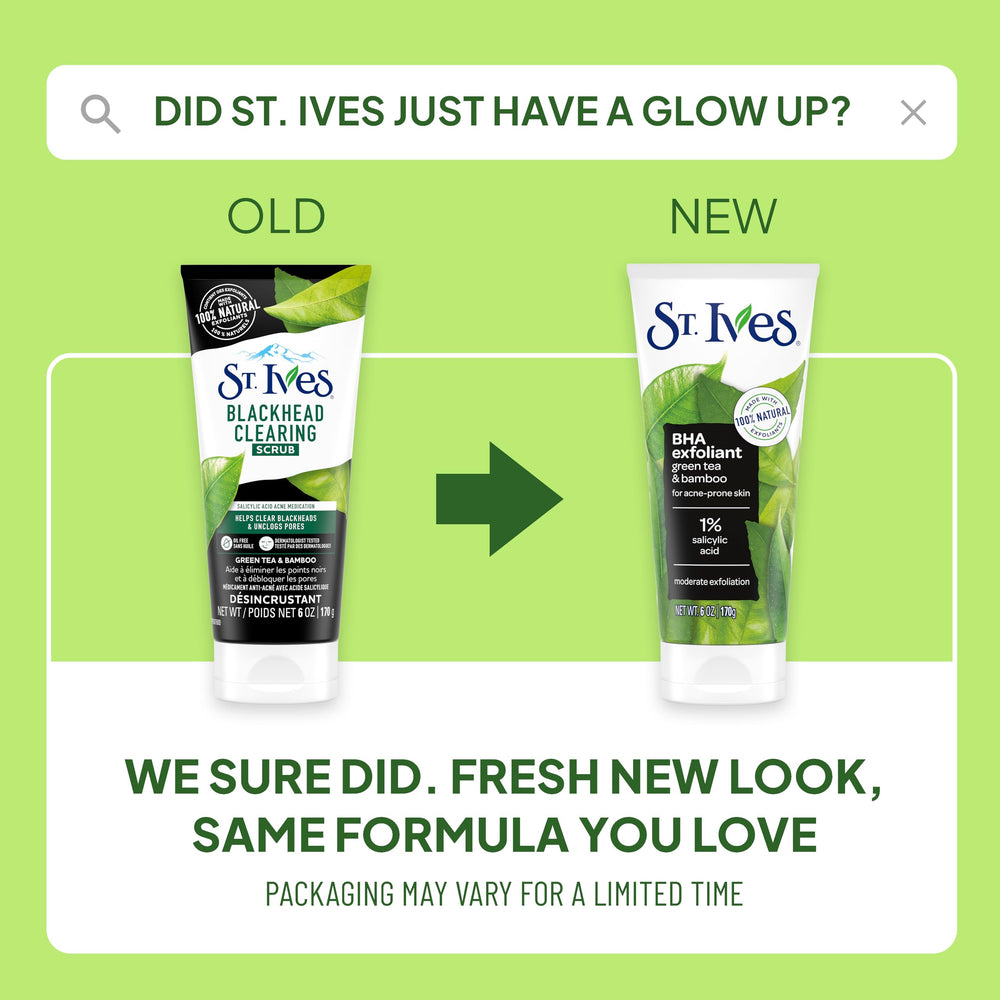 St. Ives scrub application demonstrates circular massage for refreshed skin.