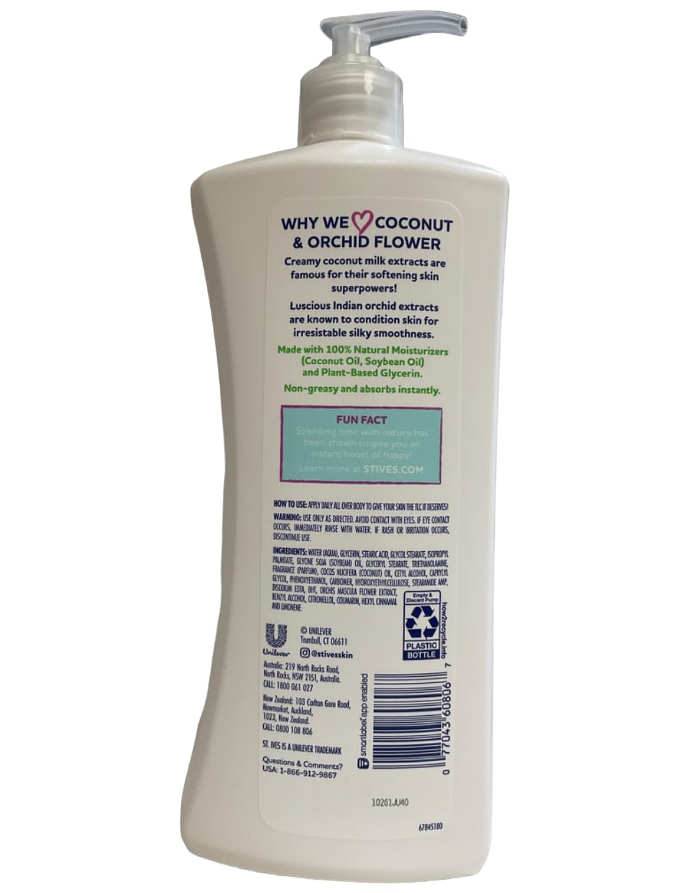 St. Ives orchid extract lotion close-up highlights natural fragrance.