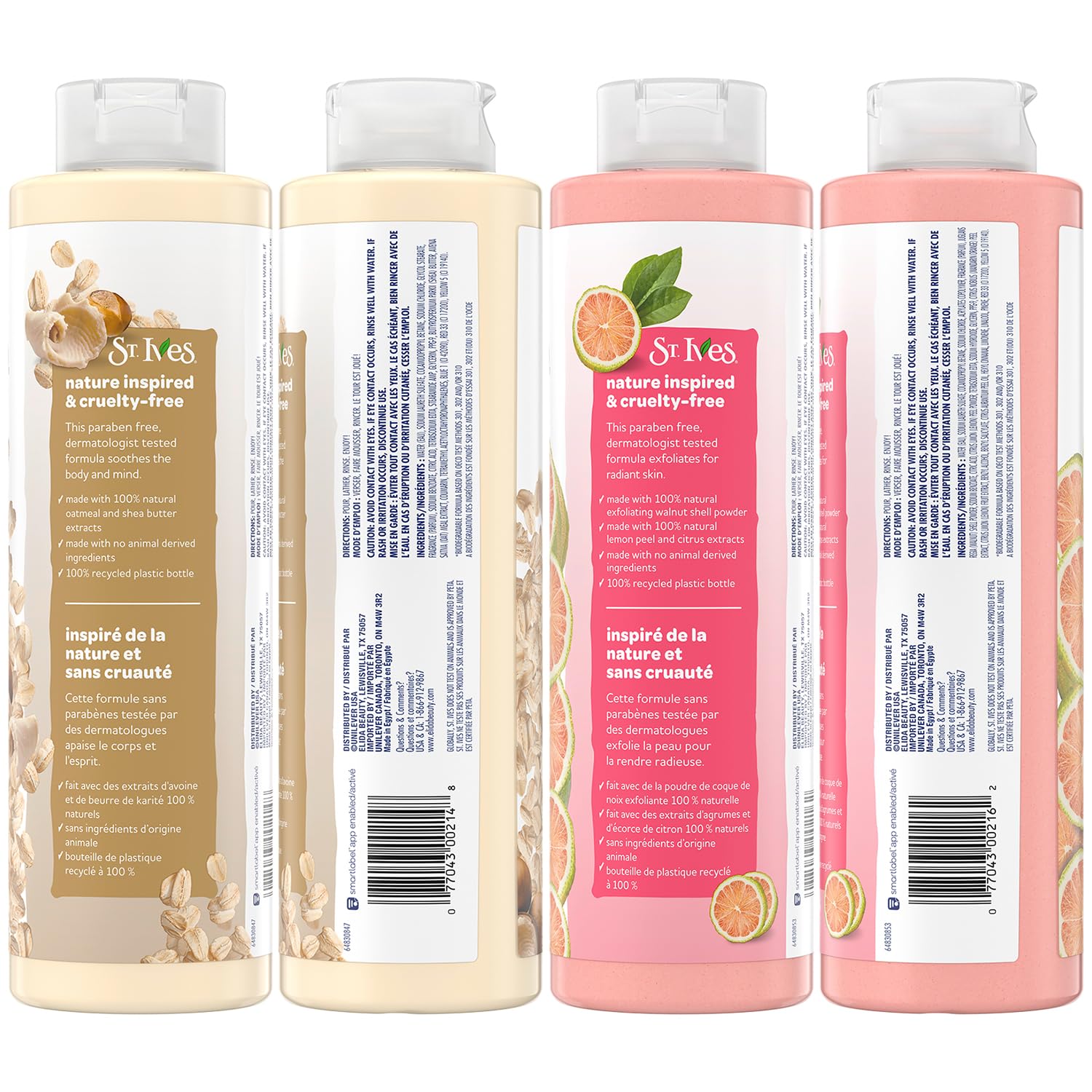 St. Ives soothing oatmeal lather forms a creamy foam for silky skin.