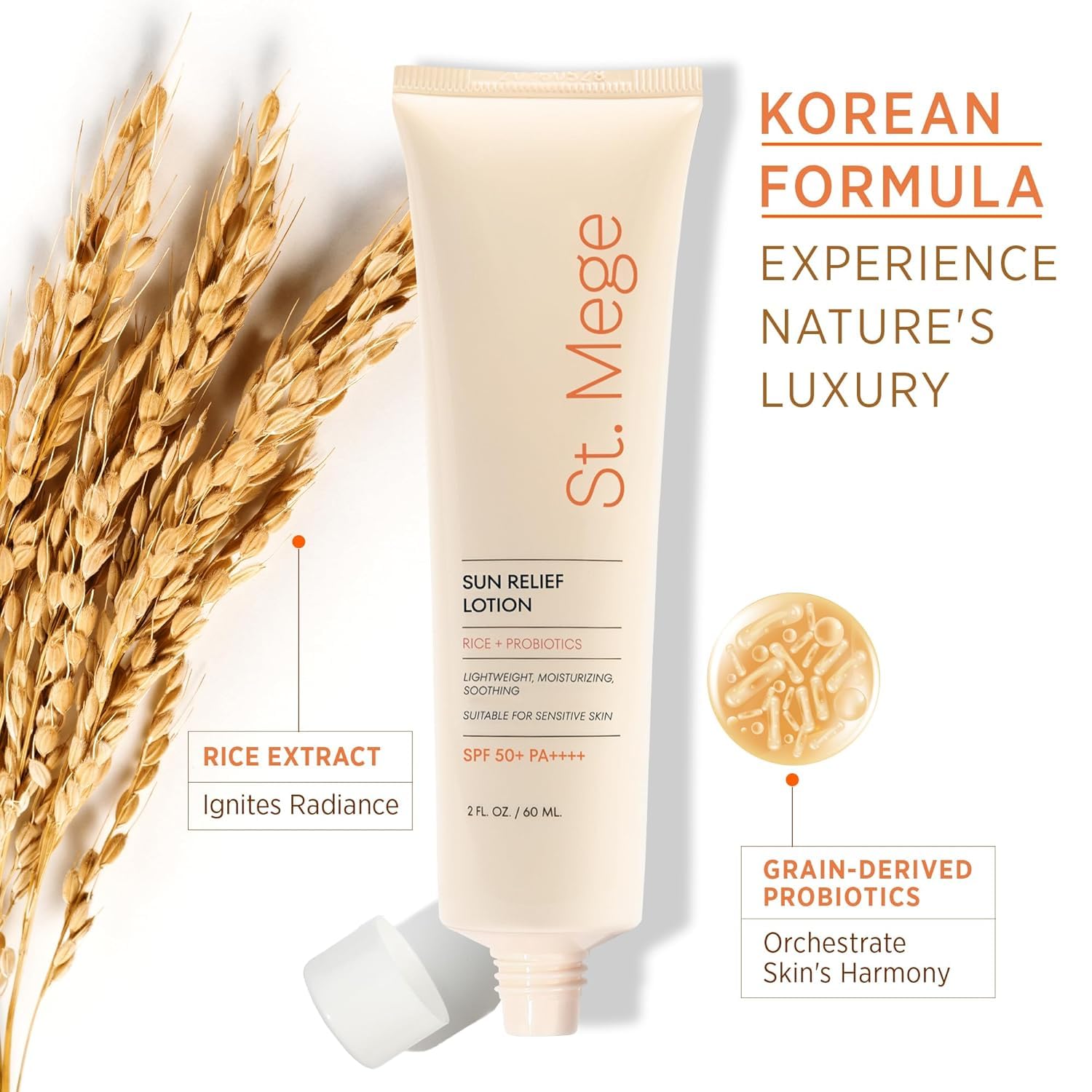 St. Mege sunscreen on the face demonstrating quick, white-cast-free application.
