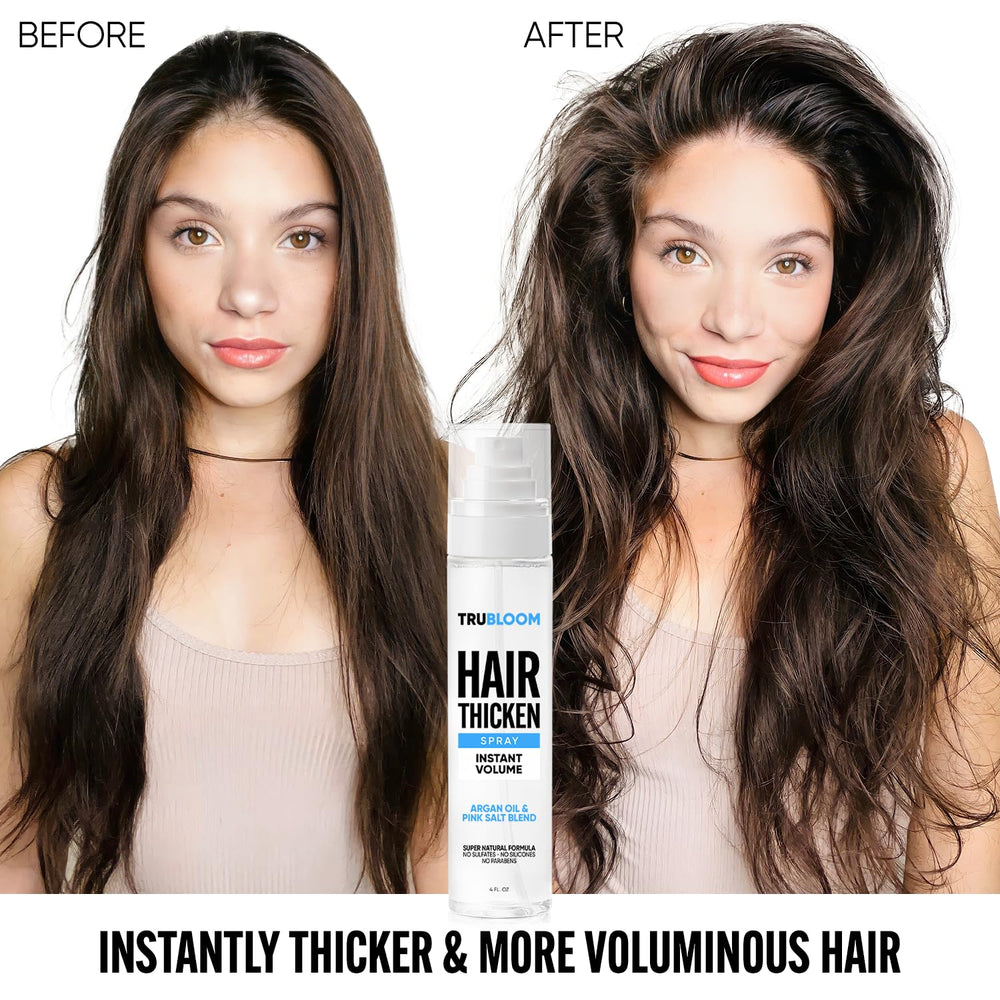 Damp hair after Tru Bloom showing light, liftful volume.