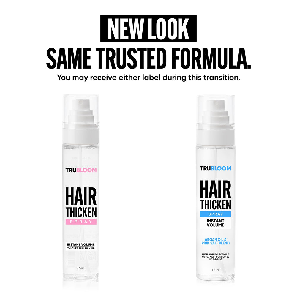 Tru Bloom spray applying on damp hair for fuller texture.