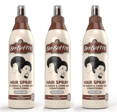 Sta-Sof-Fro Hair Spray Bottle showing detangling support for dry or frizzy hair