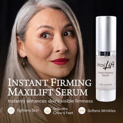 Biologic MaxiLift serum application near the eyes demonstrates quick firming.