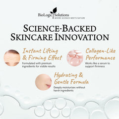 Biologic MaxiLift serum close-up shows clear finish suitable under makeup.