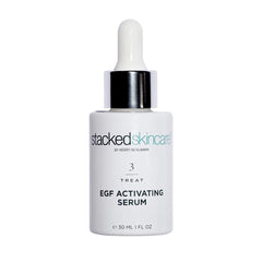 StackedSkincare Hydrating EGF Serum bottle highlights smooth, hydrated skin potential.
