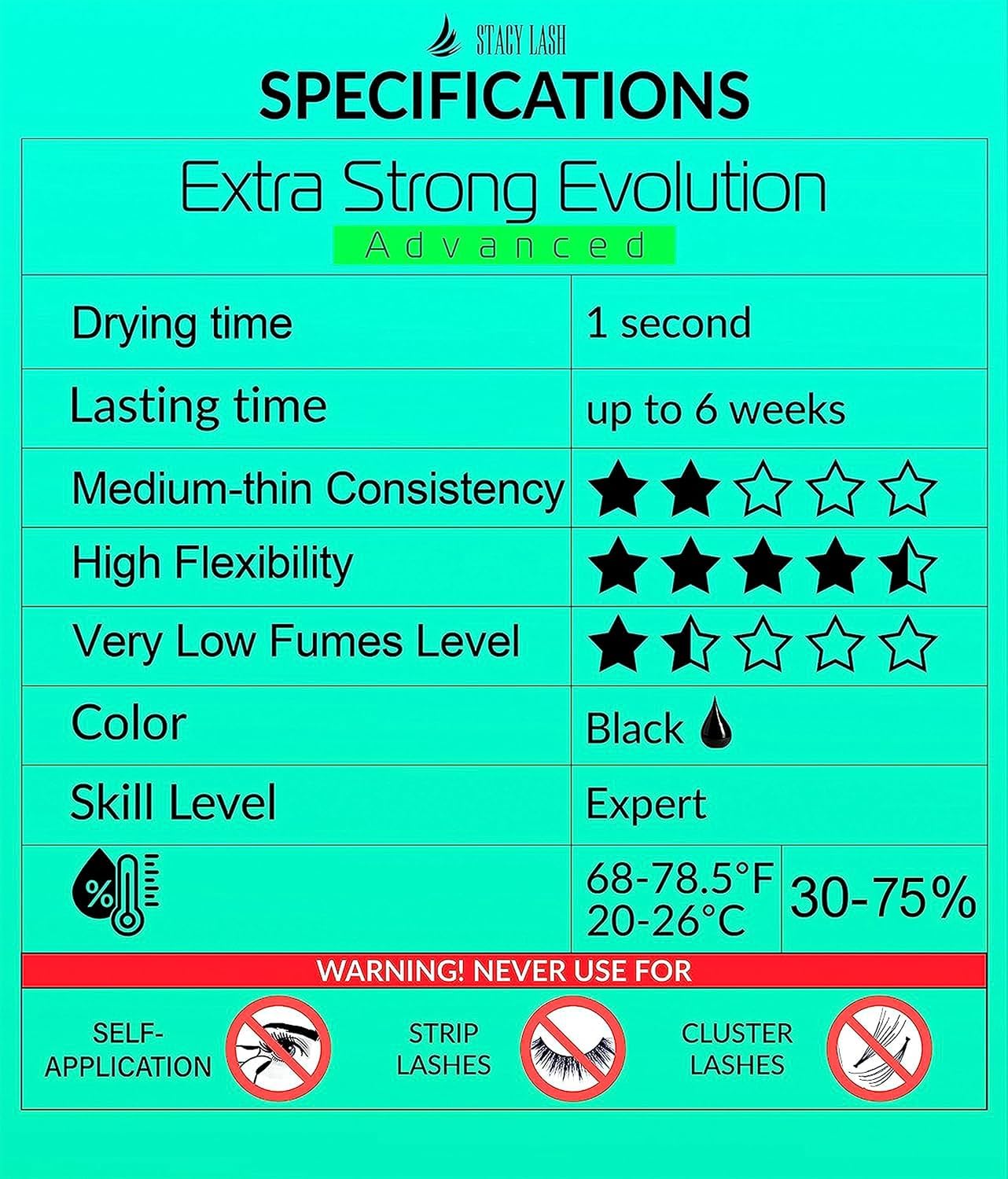 STACY LASH black adhesive in packaging emphasizes freshness and reliability.
