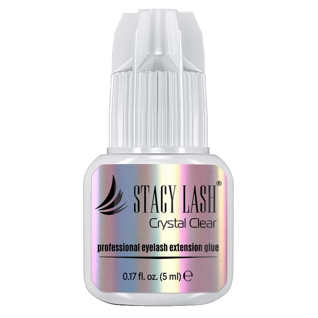 STACY LASH Crystal Clear glue bottle showing transparent adhesive for precise lash bonding