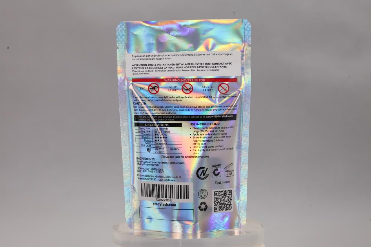STACY LASH Crystal Clear glue transparent formula works with colored and black lashes