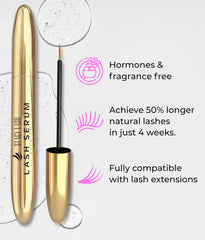 Stacy Lash Growth Serum texture shown oil-free for comfortable use.