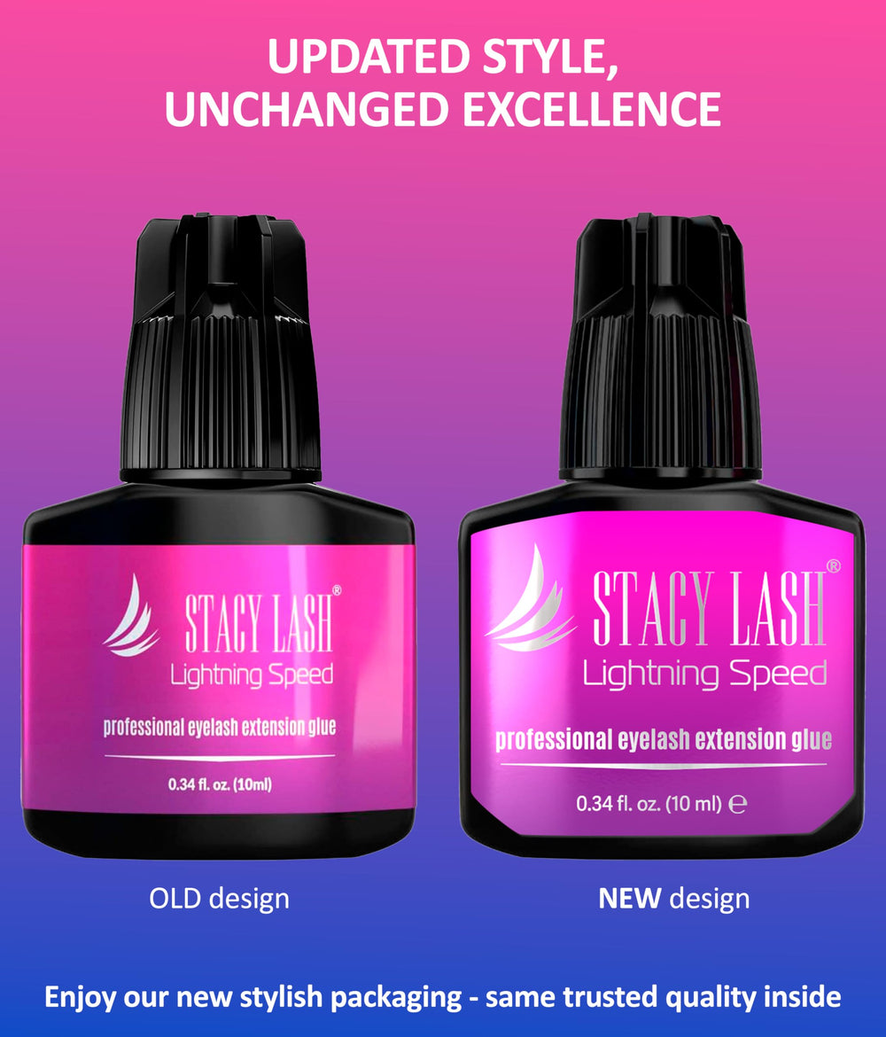 STACY LASH Lightning Speed low-viscosity formula image highlights precise, clump-free lash placement