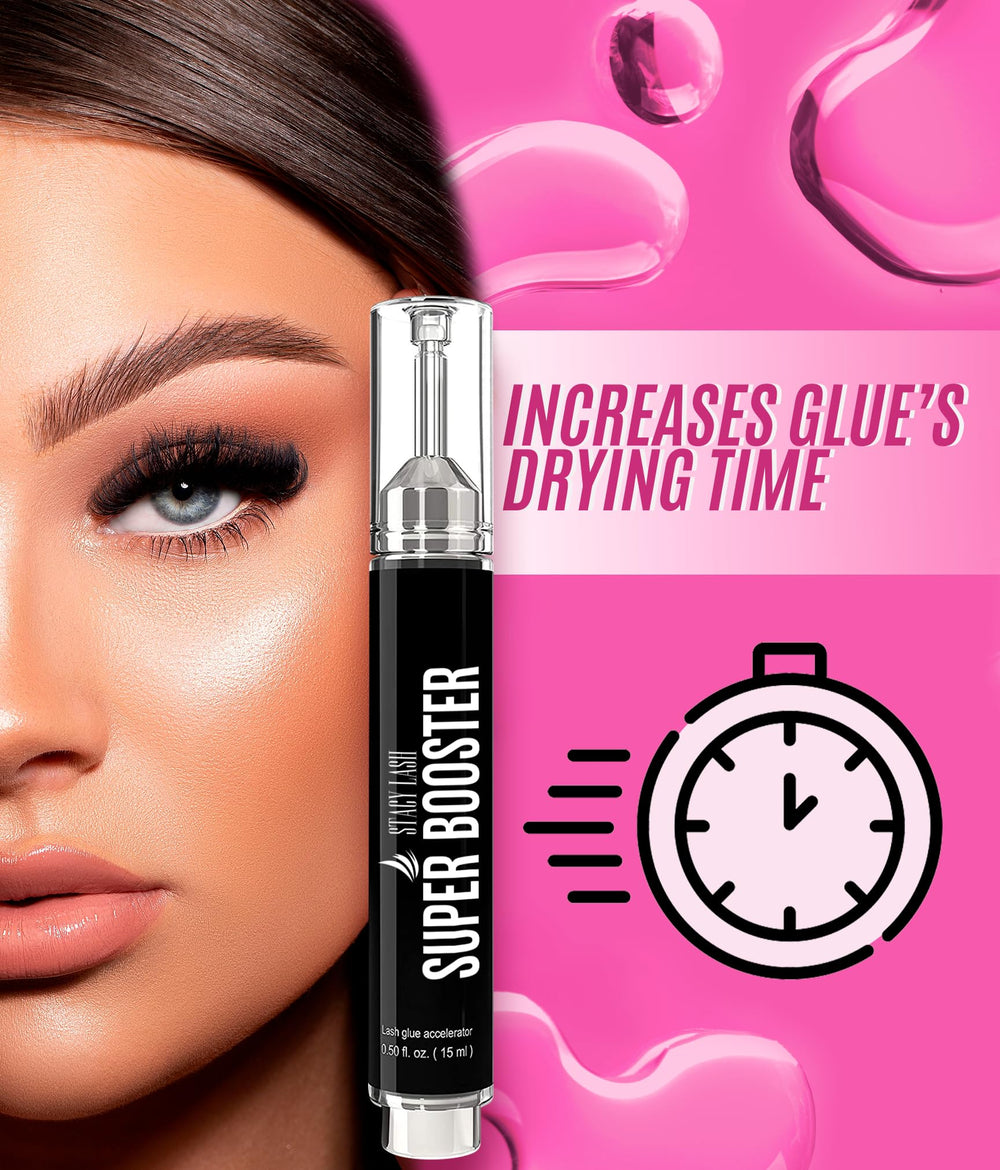 STACY LASH Super Booster bottle pour demonstrates easy, controlled application.