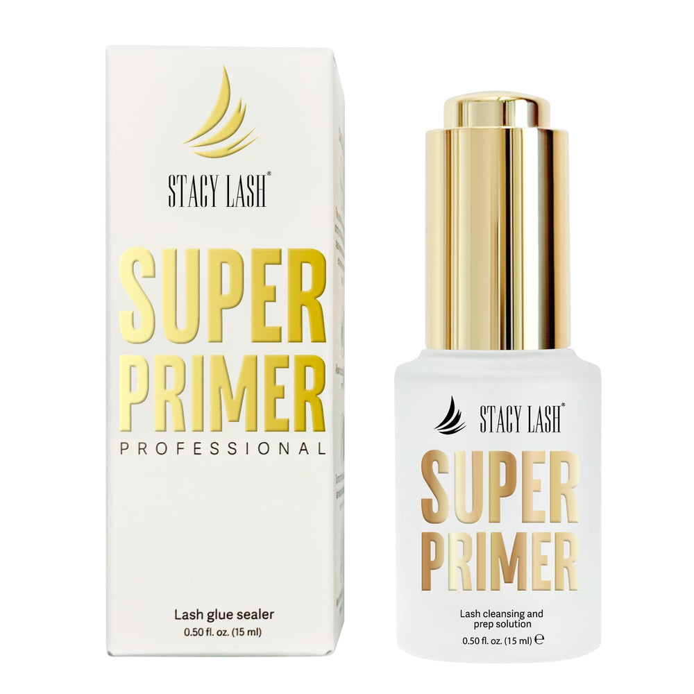 Stacy Lash Super Primer bottle with dropper ready for lash prep and better adhesion