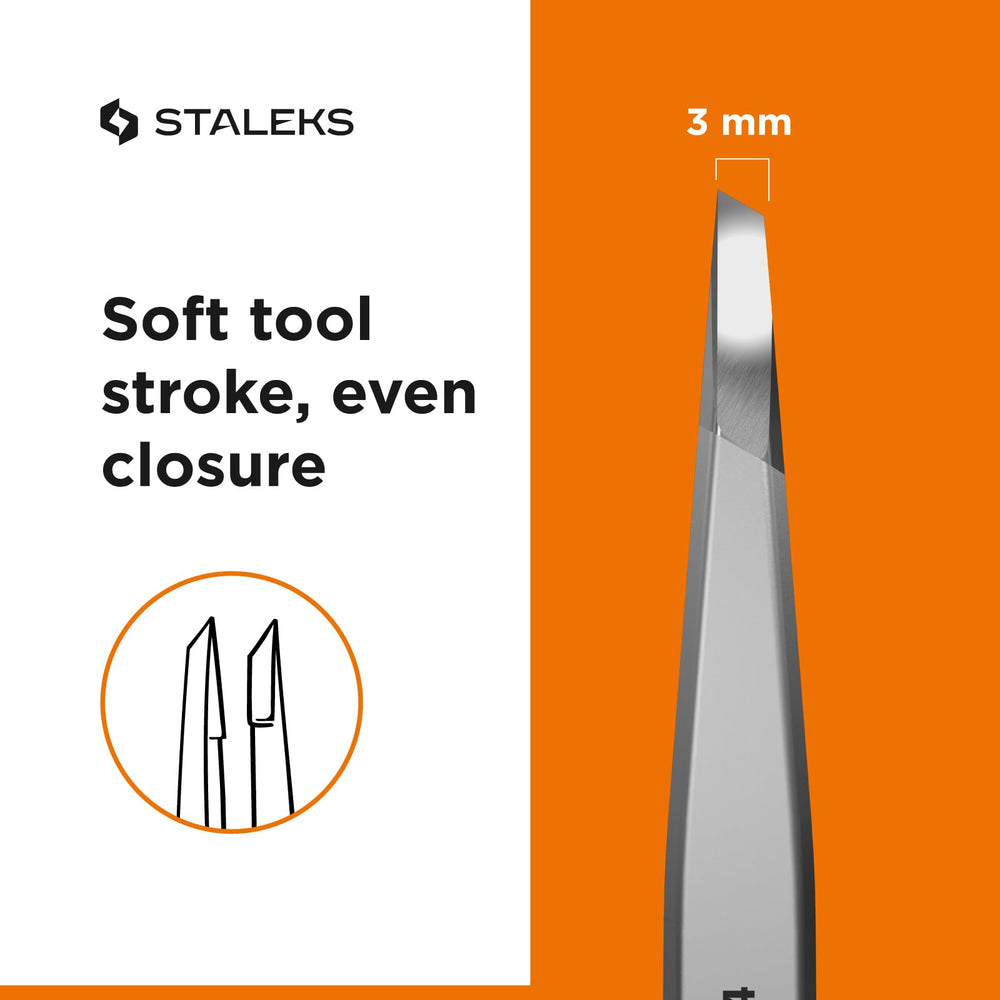 Staleks Pro professional-grade tweezers for reliable brow maintenance.