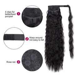 Stamped Glorious 22-inch black ponytail wrap for dramatic length