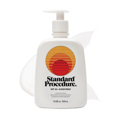 Standard Procedure SPF 50+ sunscreen bottle front for daily sun protection