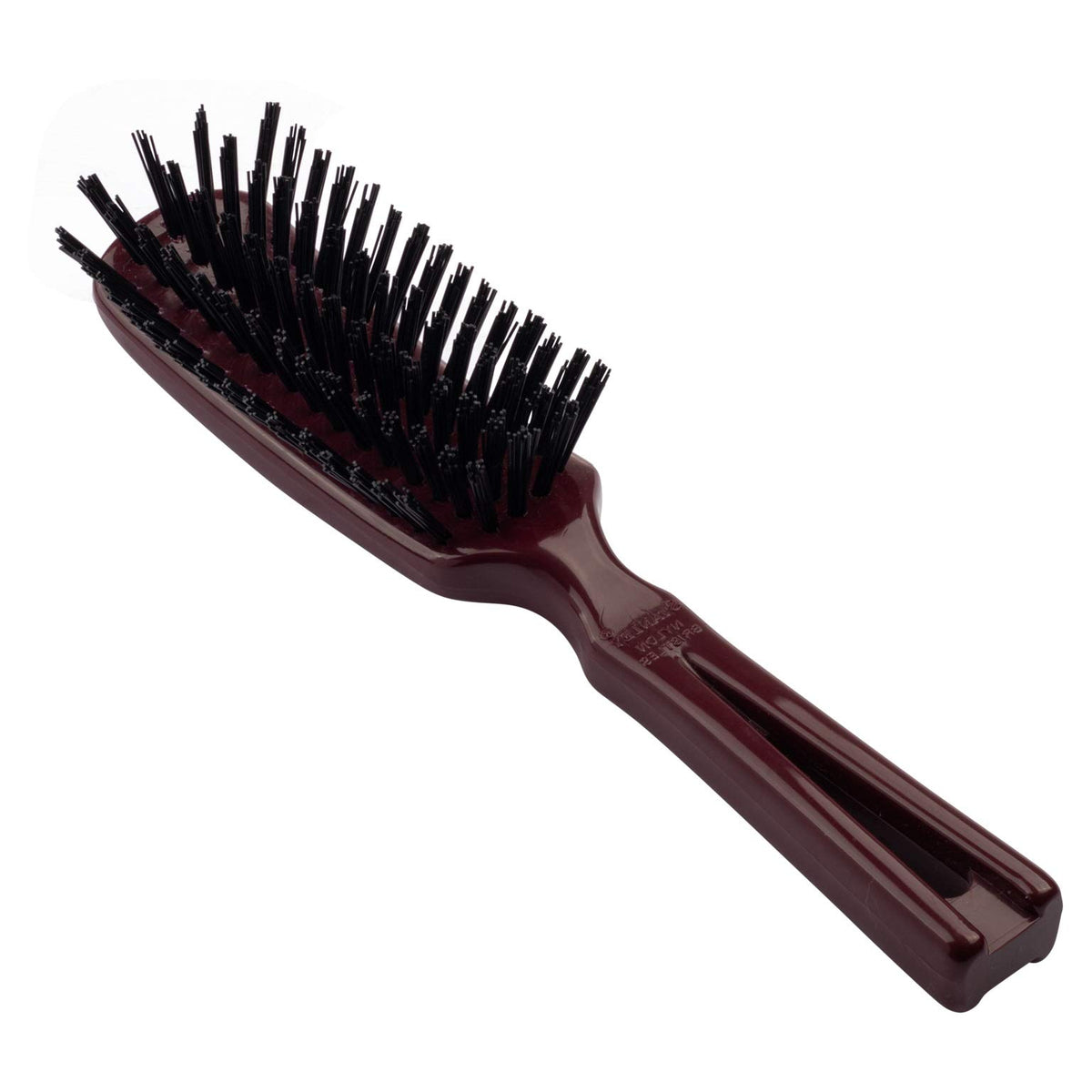 Stanley Commander hairbrush close-up shows stiff nylon bristles for gentle detangling