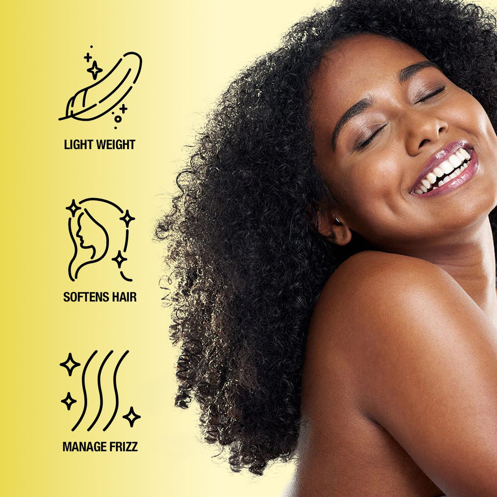 Frizz control and defined curls demonstrated with STAR CARE Curl Back.