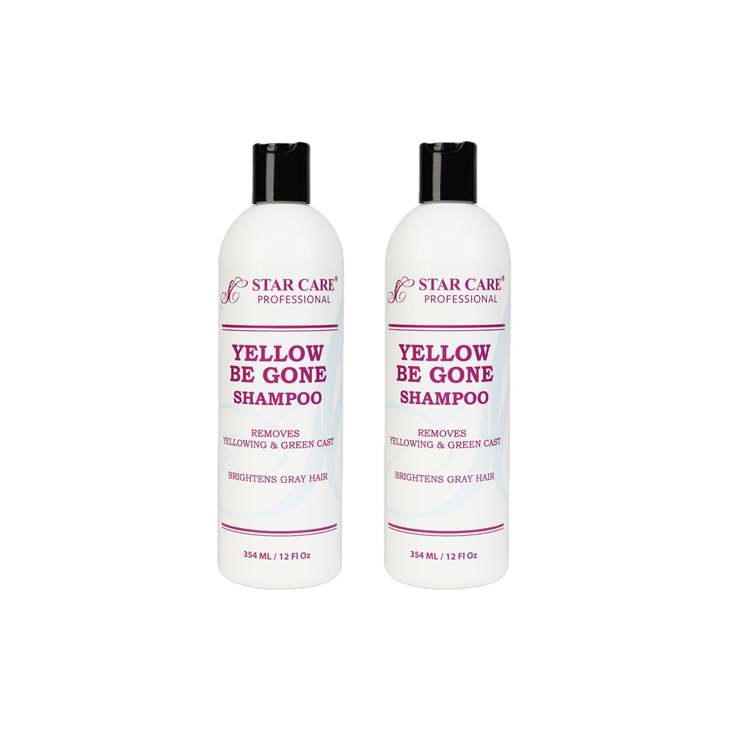 STAR CARE Yellow Be Gone Shampoo bottle front showing cool toned neutralization for blonde and gray hair