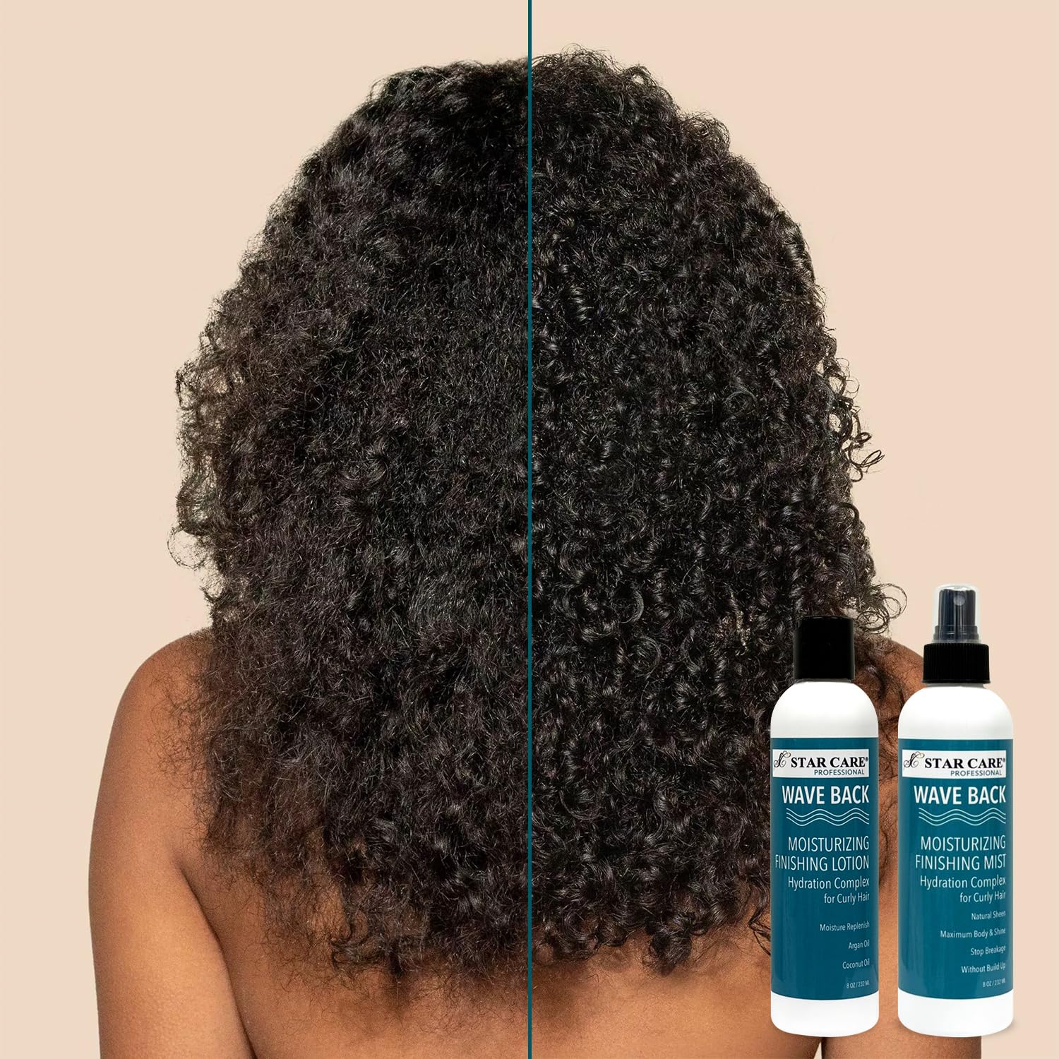 STAR CARE Wave Back Curl ingredients closeup with botanicals