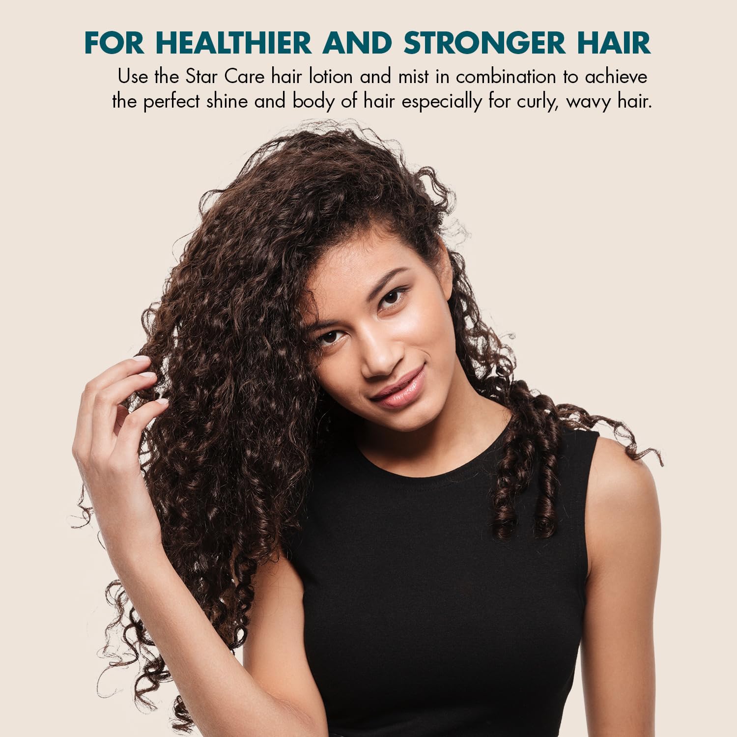 STAR CARE Wave Back Curl Lotion closeup shows frizz-control benefits