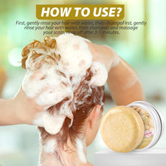 Starhig ginger hair regrowth shampoo bar lather demonstrates rich foam for clean, hydrated hair.