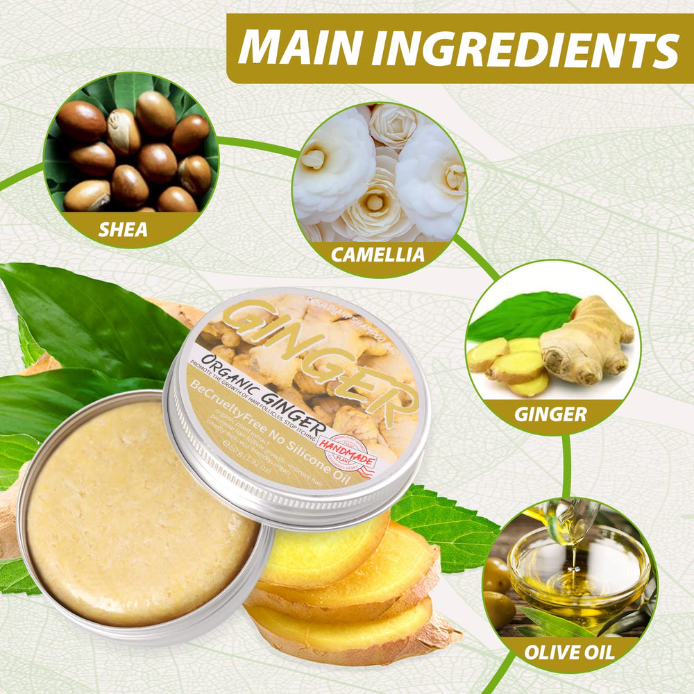 Starhig ginger shampoo bar on hair demonstrates easy cleansing and gentle lather.