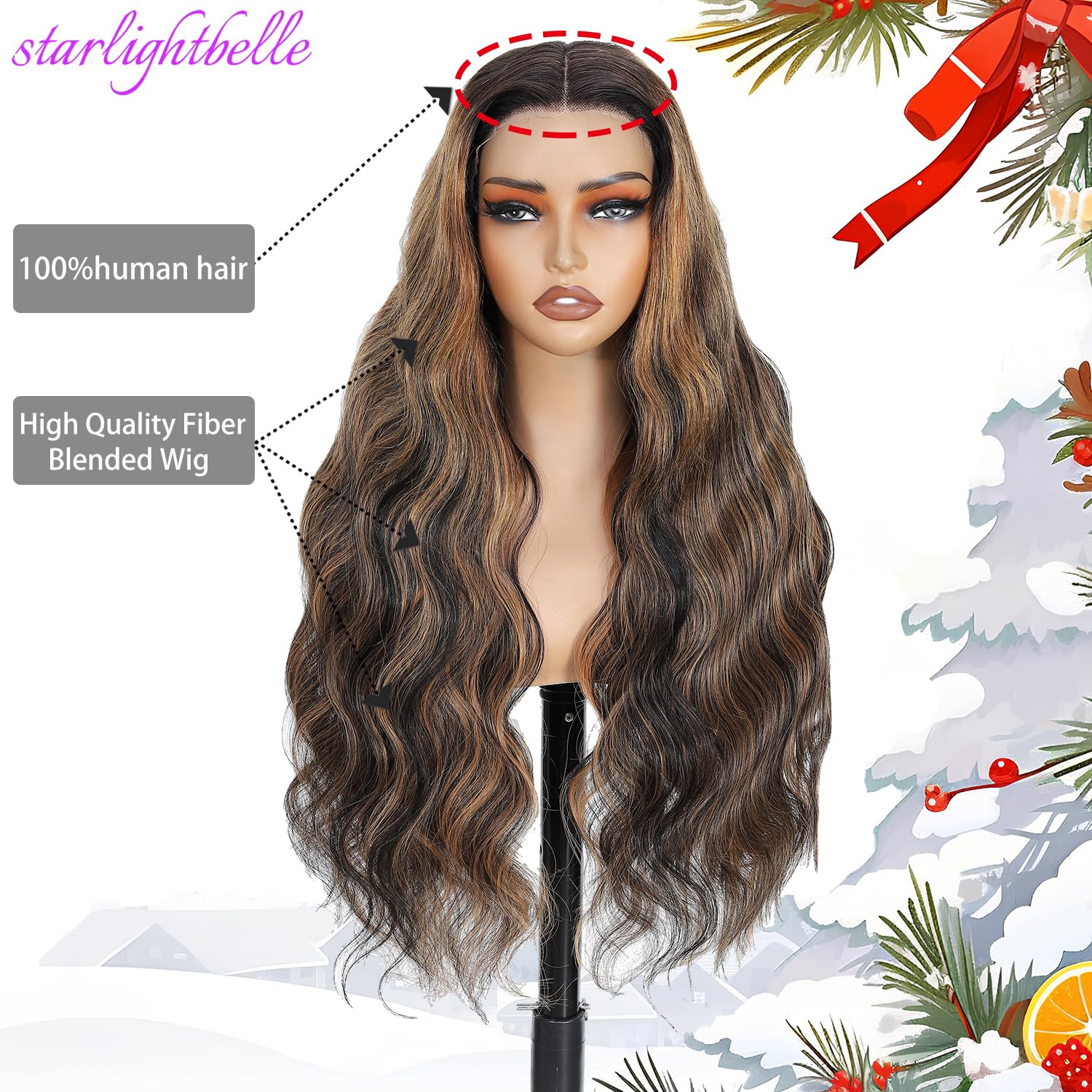 StarlightBelle ombre body wave wig close up showing silky texture