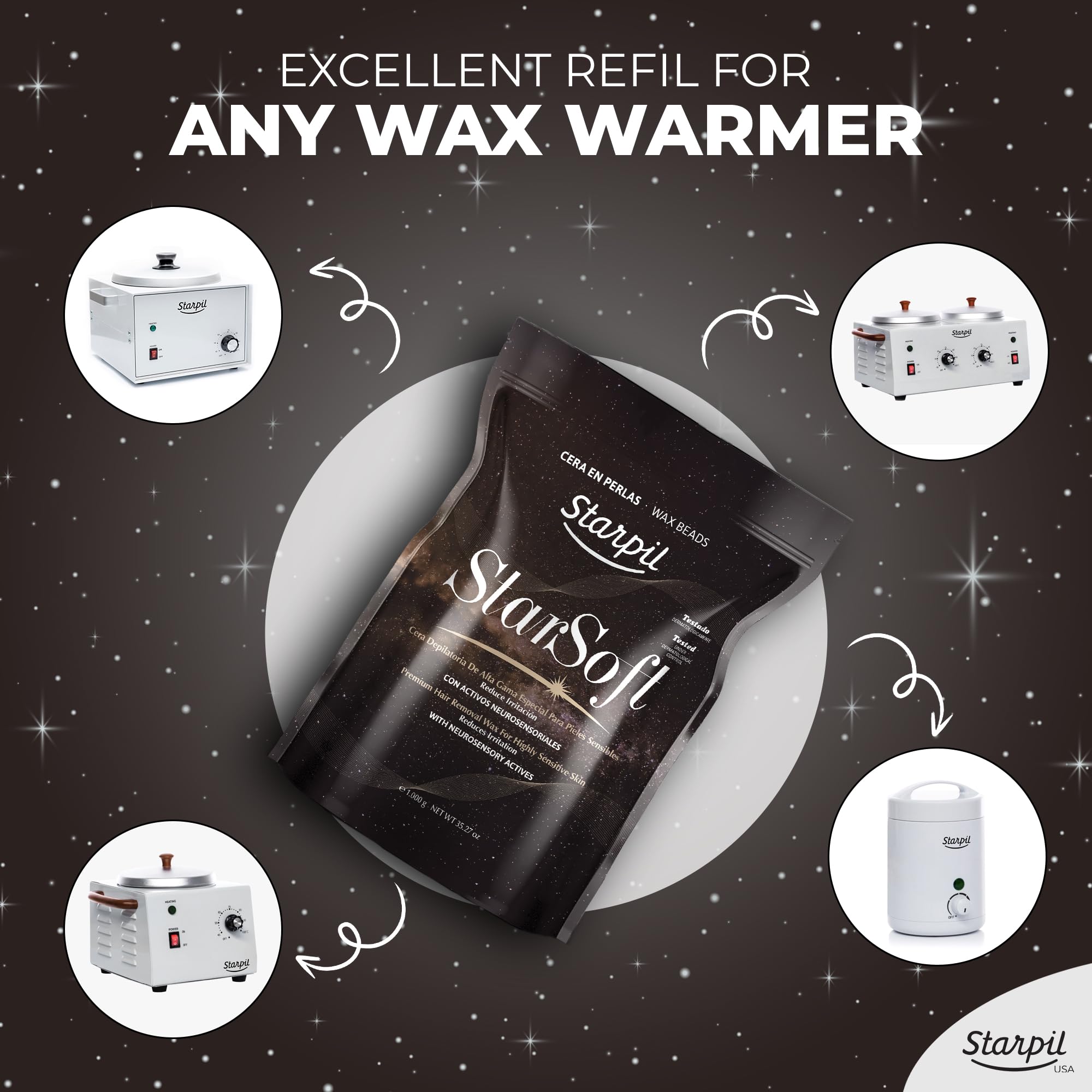 Starpil StarSoft wax application on skin uses gentle warmth for client comfort.