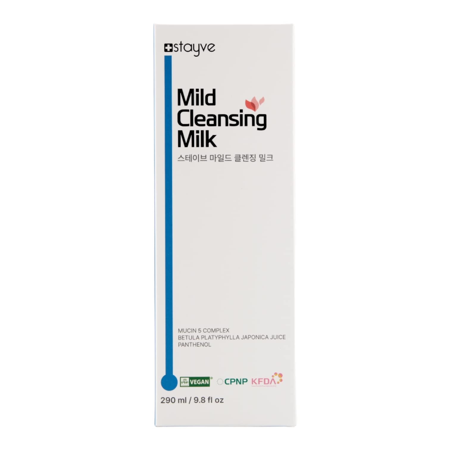 Creamy texture swirl shows Stayve cleansing milk's rich, non-irritating formula