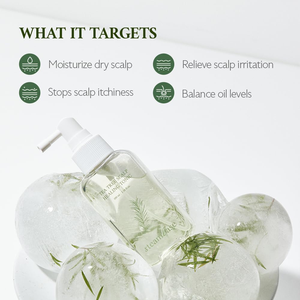 STEAMBASE Tea Tree Scalp Healing Tonic cooling effect close-up