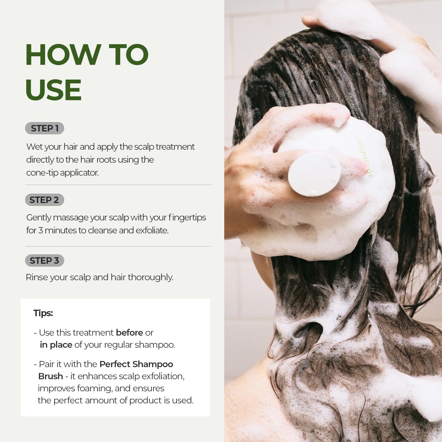 Steambase Tea Tree Scalp Water Scaler bottle with droplets.