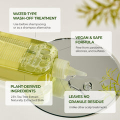 Steambase Tea Tree Scalp Water Scaler label visible on packaging.
